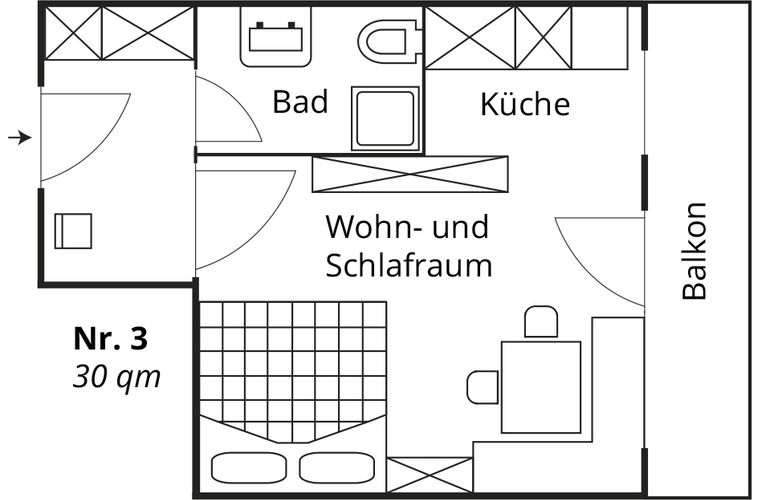 Grundriss Fewo 3 Appartement Huber